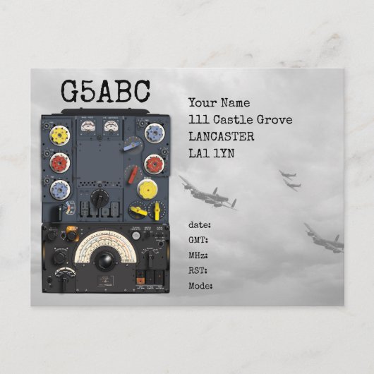 T1154 R1155 Avro Lancaster爆撃機WWIIラジオQSL ポストカード (正面)