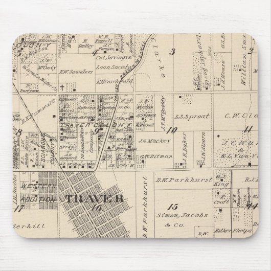 T17S R23Eチュラレ郡のセクションマップ マウスパッド (正面)