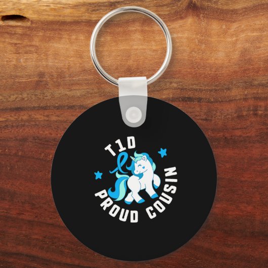 T1dいとこの誇りを持った糖尿病T1認識度かわいいユニコー キーホルダー (正面)