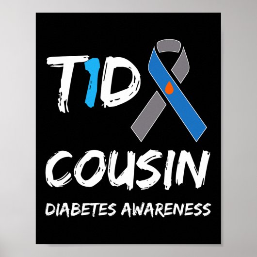 T1dいとこタイプ1型糖尿病認識度リボン ポスター (正面)