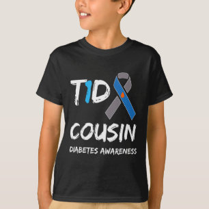 T1dいとこタイプ1型糖尿病認識度リボン Tシャツ