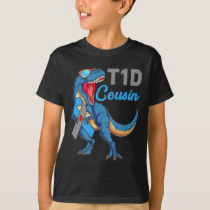 T1dいとこタイプ1型糖尿病認識度月恐竜 Tシャツ