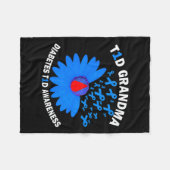 T1dおばあちゃん糖尿病認識度タイプ1キュールブルーリ フリースブランケット (正面(横))