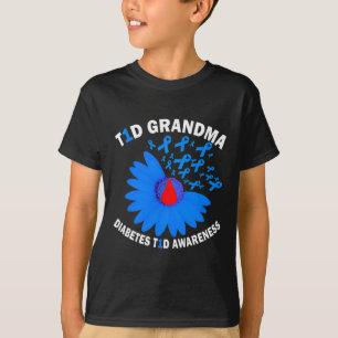 T1dおばあちゃん糖尿病認識度タイプ1キュールブルーリ Tシャツ