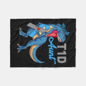 T1dおばさん1型糖尿病認識度月型恐竜 フリースブランケット (正面(横))