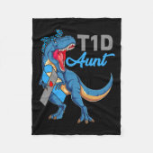 T1dおばさん1型糖尿病認識度月型恐竜 フリースブランケット (正面)