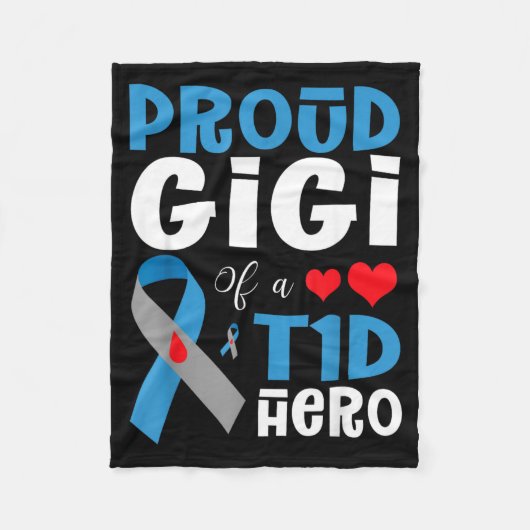 T1Dの英雄の誇りあるGigi 1型糖尿病啓発 フリースブランケット (正面)
