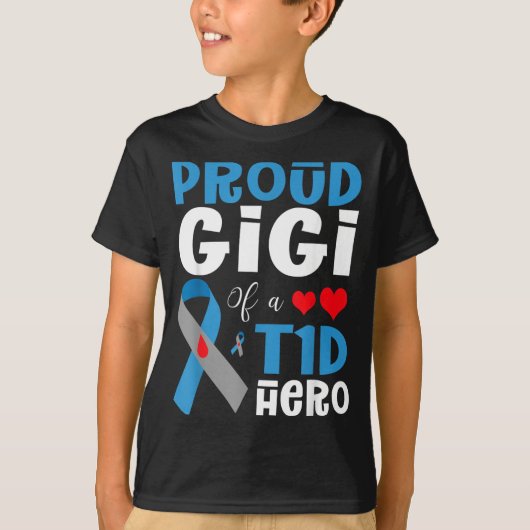 T1Dの英雄の誇りあるGigi 1型糖尿病啓発 Tシャツ (正面)