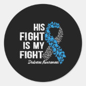 T1Dアパレル彼の戦いは私の戦い1型糖尿病 ラウンドシール (正面)