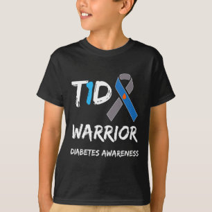 T1dウォリアー 1型糖尿病 アウェアネス ブルーリボン tシャツ