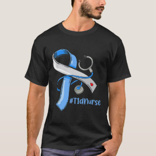 T1dナースブルーリボンステソスコープ糖尿病アワレ Tシャツ