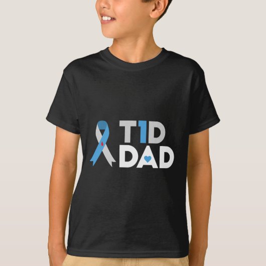 T1dパパ糖尿病認識度タイプ1父インスリン Tシャツ (正面)