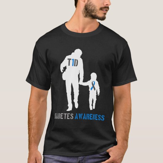 T1dパパ1型及び子糖尿病認識度 Tシャツ (正面)