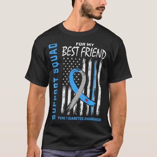 T1Dフレンド最高のタイプ1糖尿病認識度フラッグBac Tシャツ (正面)