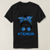T1Dママムメッシーブン糖尿病認識度誇りを持ったマムウォー Tシャツ (デザイン正面)