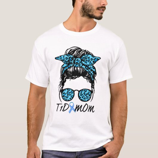 T1DママMessy Bunタイプ1糖尿病認識度月 Tシャツ (正面)