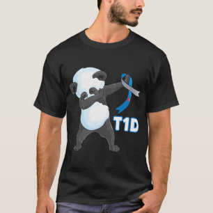 T1D可愛いおもしろいダビングパンダ1型糖尿病アウェア Tシャツ