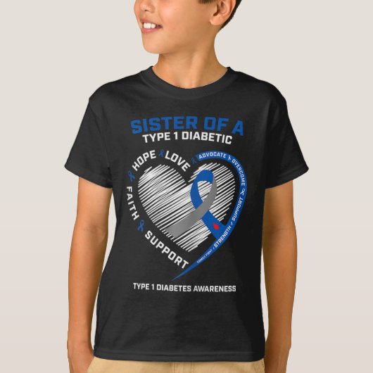 T1d型糖尿病認識度1D型糖尿病シスター Tシャツ (正面)