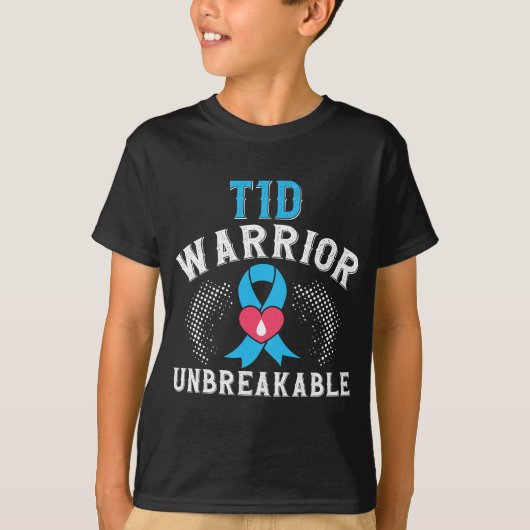 T1D戦士の破壊不能な糖尿病認識度月B Tシャツ (正面)