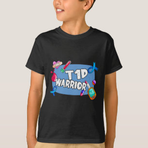 T1d戦士の糖尿病タイプ1 T1サポート Tシャツ