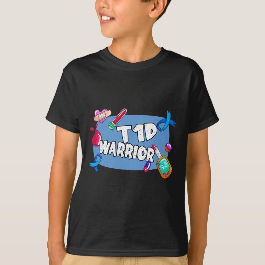T1d戦士の糖尿病タイプ1 T1サポート Tシャツ (正面)