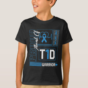 T1D戦士の自慢のおおばさん リボン 糖尿病啓発 Tシャツ
