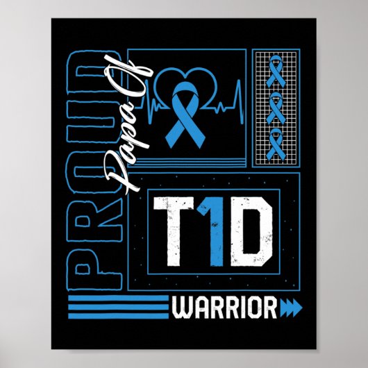 T1D戦士の自慢のパパ リボン 糖尿病啓発 ポスター (正面)