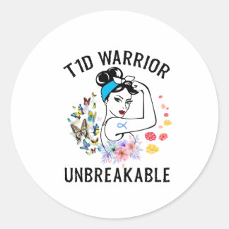 T1D戦士ウーマンタイプ1型糖尿病認識度ブルー ラウンドシール