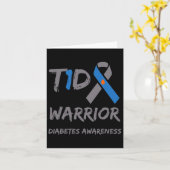 T1d戦士タイプ1糖尿病認識度ブルーリボン カード (黄色い花)