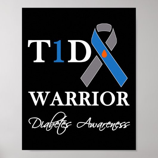 T1D戦士タイプ1糖尿病認識度ブルーリボン ポスター (正面)