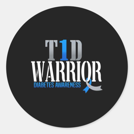 T1D戦士認識度タイプ1糖尿病戦争 ラウンドシール (正面)