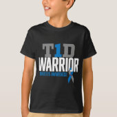 T1D戦士1型糖尿病認識度糖尿病 Tシャツ (正面)