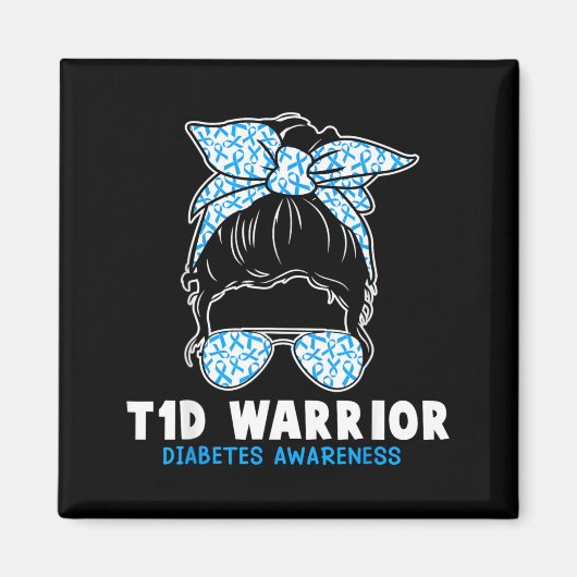 T1D戦士 1型糖尿病啓発 糖尿病ママ マグネット (正面)