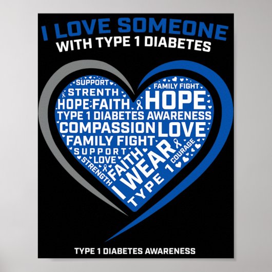 T1D男性女性青少年キッズ糖尿病性糖尿病1型糖尿病 ポスター (正面)