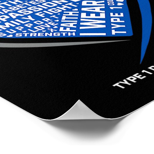 T1D男性女性青少年キッズ糖尿病性糖尿病1型糖尿病 ポスター (角)