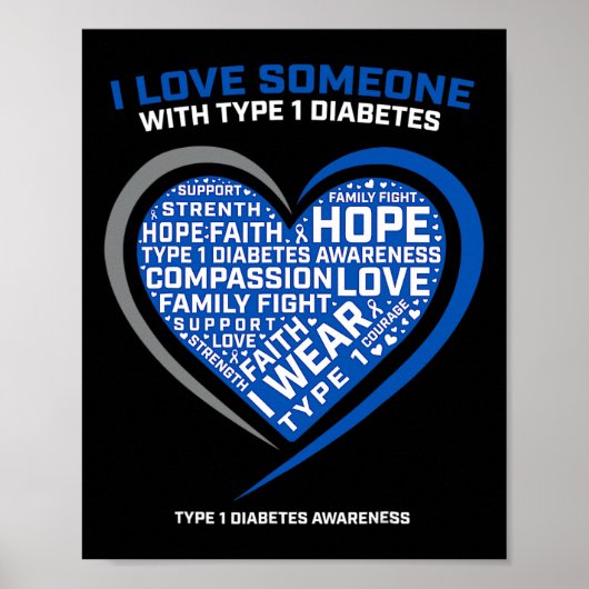 T1D男性女性青少年キッズ糖尿病性糖尿病1型糖尿病 ポスター (正面)
