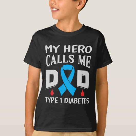 T1d糖尿病型1型糖尿病認識度父パパ Tシャツ (正面)