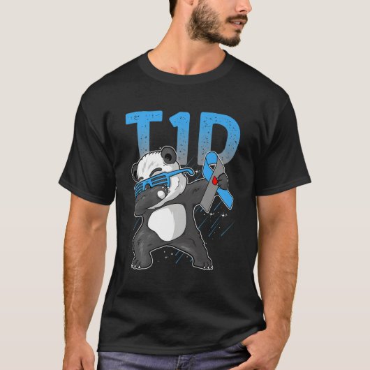 T1D糖尿病性パンダベアーダダンスタイプ1糖尿病 Tシャツ (正面)