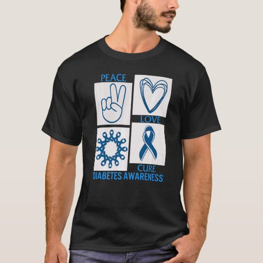 T1d糖尿病認識度月平和ラブキュールブルー Tシャツ (正面)