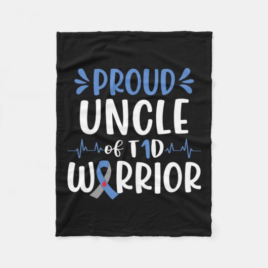 T1d誇りを持った戦士の叔父の糖尿病認識度ブルー フリースブランケット (正面)