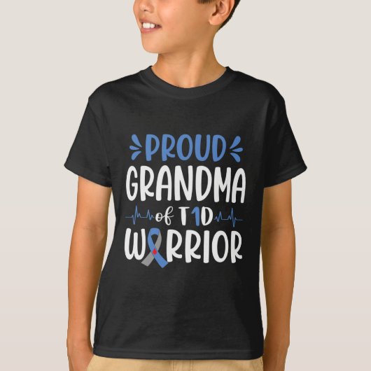 T1d誇りを持った戦士の祖母の糖尿病認識度Bl Tシャツ (正面)