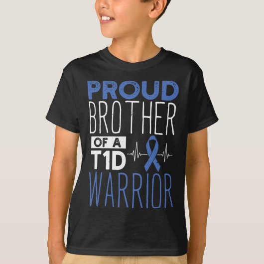 T1d誇りを持った戦士サポートモの糖尿病兄弟 Tシャツ (正面)