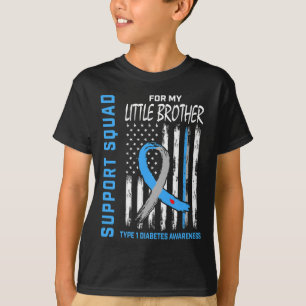 T1d認識度フラッグLittle Brotherタイプ1糖尿病 Tシャツ