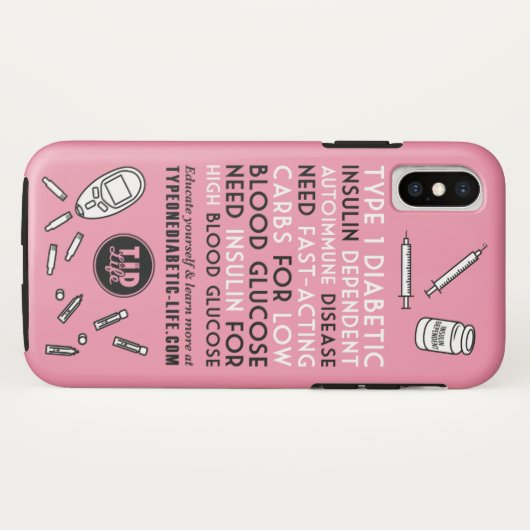 T1d警告[ピンク] Case-Mate iPhoneケース (裏面(横))