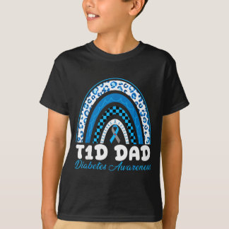 T1d パパ 1型糖尿病 アウェアネス ブルー グレー リボン tシャツ