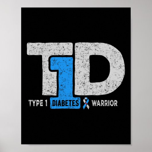 T1D 1型糖尿病と闘う戦士 アウェアネス リボンTシャツ ポスター (正面)