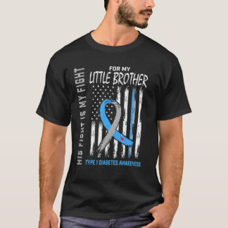 T1D Awareness Little Brother Type One Diabetes Fla Tシャツ