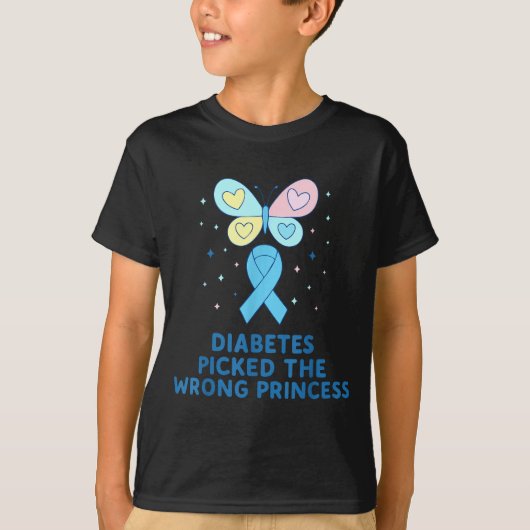T1d Diabetes Warrior Butterfly Princess Diabetes A Tシャツ (正面)