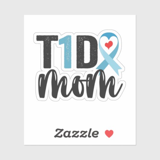 T1D Mom Diabetes Awareness Ribbon Family Gift シール (シート)
