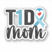 T1D Mom Diabetes Awareness Ribbon Family Gift シール (正面)